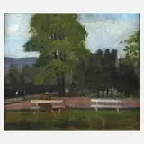 Peter Kelemen, Im Park, Öl auf Pappe