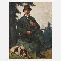 Fritz Köhler, Jäger mit Hund, 1915, Öl auf Leinwand