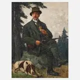 Fritz Köhler, Jäger mit Hund, 1915, Öl auf Leinwand
