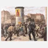 Hermann Kohlmann, Kapp-Putsch Dresden 1920, 1977, Öl auf Malkarton