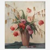 Erich Krüger, Blumenstillleben, Öl auf Leinwand
