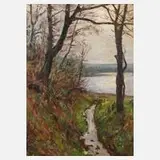 Louis Lejeune, Stausee Glauchau, Öl auf Karton oder Hartfaserplatte