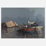 Bruno Livori, An der Küste, Öl auf Leinwand