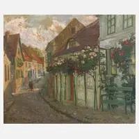Helene Maß, Straßenszene, Öl auf Leinwand