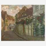 Helene Maß, Straßenszene, Öl auf Leinwand