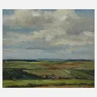 Max Nehrling, Thüringer Landschaft, Öl auf Malkarton