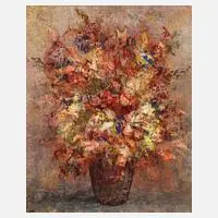 Ray, modernes Blumenstillleben, Öl auf Leinwand