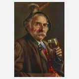 Walter Roessler, Der Weintrinker, Öl auf Sperrholztafel