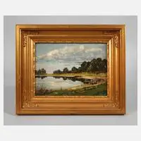 Altwasser bei Wolfratshausen by Christian Schuk, Öl auf Hartfaserplatte, sold Sep 2023