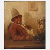 Richard Starcke, Weintrinker, Öl auf Malkarton