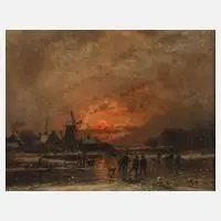 Adolf Stademann, Eisvergnügen in der Abendsonne, Öl auf Leinwand