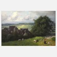 August Splitgerber, "Sommerhausen", 1913, Öl auf Leinwand
