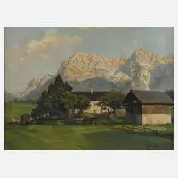 Heinz Theis, Sommerliche Voralpenlandschaft, Öl auf Leinwand