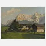 Heinz Theis, Sommerliche Voralpenlandschaft, Öl auf Leinwand