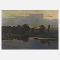 J. Ullman, Abendstimmung am Weiher, Öl auf Leinwand