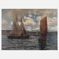 Albert Wenk, Fischerboote, Öl auf Leinwand