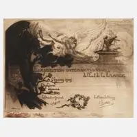 Victor Prouvé, große Jugendstilradierung, 1909, Radierung in Braun