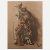 Ivo Saliger, "Der Arzt, das Mädchen und der Tod", Farbradierung