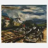 Maurice de Vlaminck, Dampfschiff in der Schleuse, Lithografie