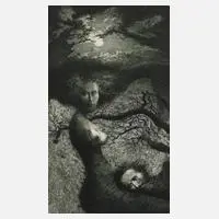 "A Few Minutes Zero" by Albín Brunovský, 1988, Radierung in dunkelgrün, sold Sep 2023