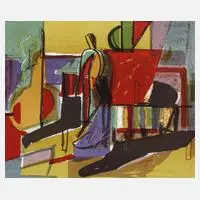 Wolfgang Leber, "Rotes Feld", Farblithografie in Blei signiert und bezeichnet 16/100