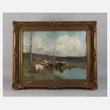 Maurice Hagemans, Kühe am See, Mischtechnik