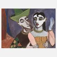 Harlekin und Colombina by Erik Larsen, Zeichnung, sold Sep 2023