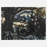 Curt Querner, abstrakte Landschaft, 1904, Mischtechnik auf Papier
