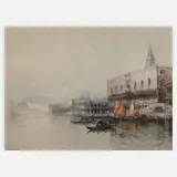 G. Zalde, Blick auf Venedig, Aquarell mit fein abgestimmten Farbwerten