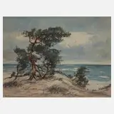 Theodor Scheerbaum, Dünenlandschaft, Aquarell auf Malkarton