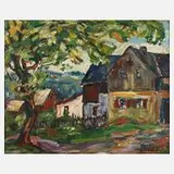 Fredo Bley, Häusergruppe, 1929, Öl auf Holz