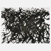 Gebüsch by Max Uhlig, Aquatinta in Schwarz auf Kupferkarton, sold Sep 2023