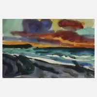 Fritz Winkler, Abend am Meer, Aquarell