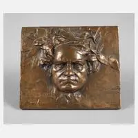 Franz Stiasny, kleines Bronzerelief Beethoven, Bronze