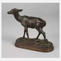 Alfred Dubucand, stehende Ricke, Bronze