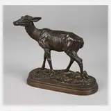 Alfred Dubucand, stehende Ricke, Bronze
