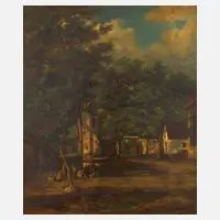 Jules Dupré, Am Dorfbrunnen, Öl auf Leinwand