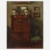 Max Gaisser, Biedermeierinterieur, Öl auf Leinwand