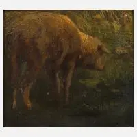 Christian Kröner, Schaf in Landschaft, Öl auf Holz