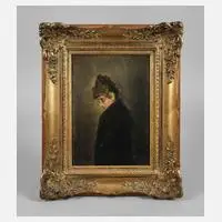Ebenezer Mack, Sinnende Dame, Öl auf Karton