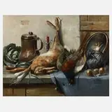 Moritz Müller, Stillleben mit Jagdstrecke, 1890, Öl auf Leinwand und Keilrahmen