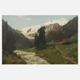 Prof. Fritz Rabending, Fluss im Gebirge, Öl auf Leinwand