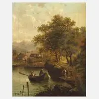 Julius Rose, Am Bergsee, Öl auf Leinwand