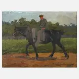 Rolf C. W. Balsam, Reitender Bauer, Öl auf Leinwand