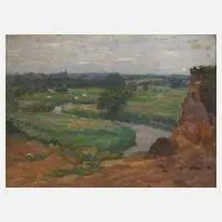 Fritz Behrendt, "Sommerliche Landschaft", Ölstudie auf Malkarton