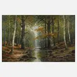 Albert Blaetter, Impressionistischer Waldbach, Öl auf Leinwand