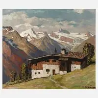 Fritz Blädel, "Blick in die Stubaier Gletscher", Öl auf Leinwand