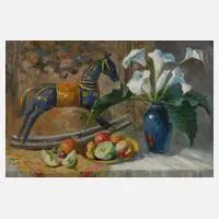 L. Boltan, Stillleben mit Schaukelpferd, Öl auf Leinwand
