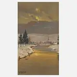 Walter Corsep, Thüringer Flusslandschaft, Öl auf Karton