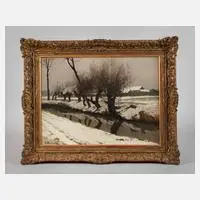 Georges Daubner, Winterliche Landschaft, Öl auf leinenkaschierter Platte